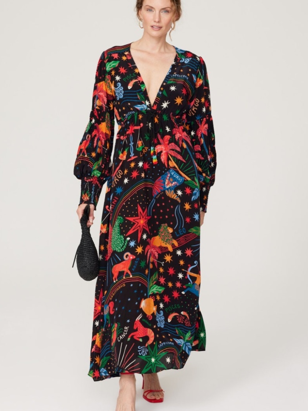 FARM Rio  Zodiac Maxi Dress with plunge neckline & drawstring waist - Picture 2 of 11